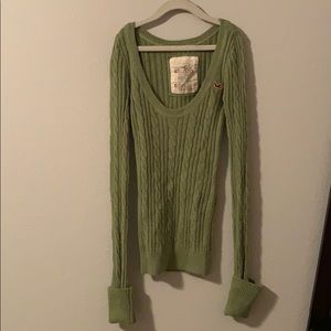 Green Hollister Scoop Neck Sweater